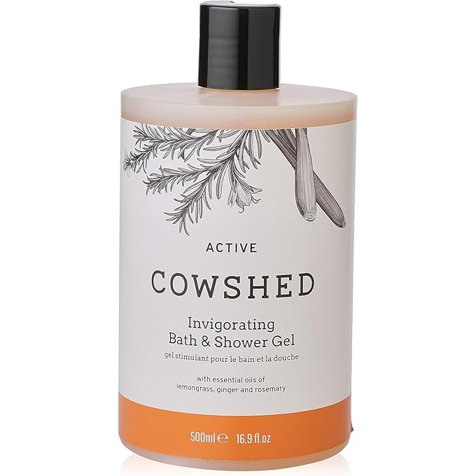 Cowshed Active Invigorating Bath & Shower Gel - 500 ml - Vegan Body Wash for Women & Men | Parabens Free Relaxing Shower Gels | Moisturising Bath Gel for Women - Hydrating Natural Body Wash